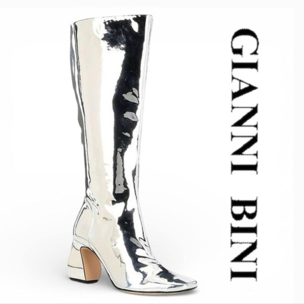 Gianni Bini Silver Metallic Over-the-Knee Boots